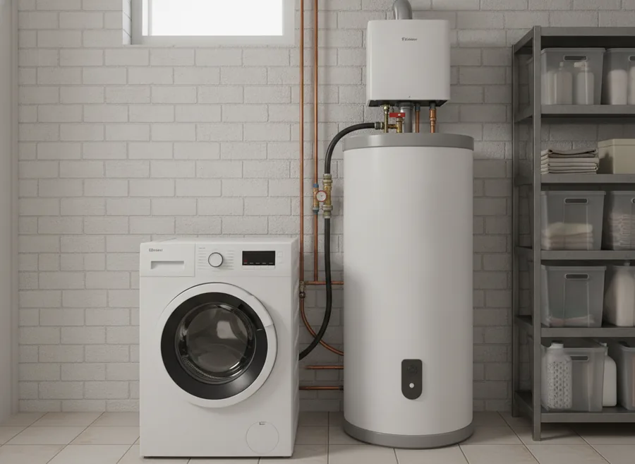 Chauffe-eau thermodynamique installé dans un cellier à Villeneuve-d'Ascq