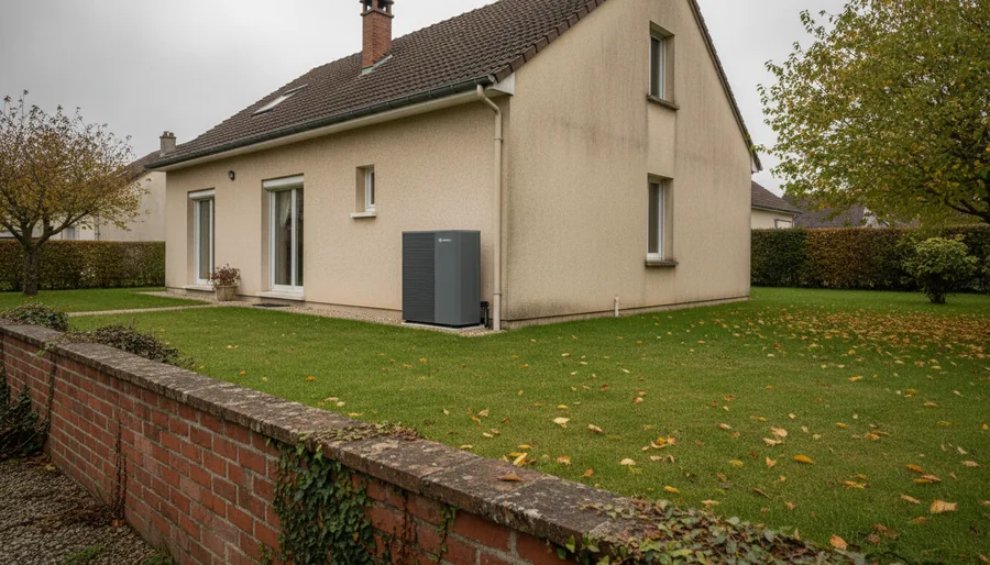 Pompe à chaleur air/eau installée sur un pavillon du quartier Flers-Bourg à Villeneuve-d'Ascq