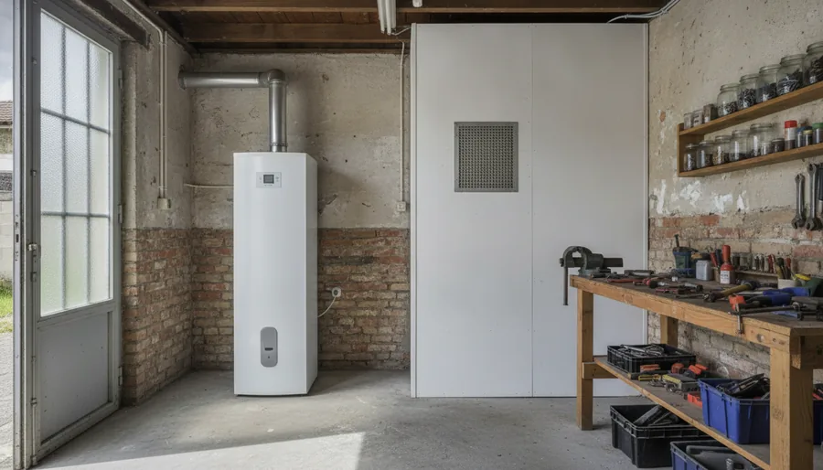 Chauffe-eau thermodynamique installé dans le garage d'une maison de Ronchin