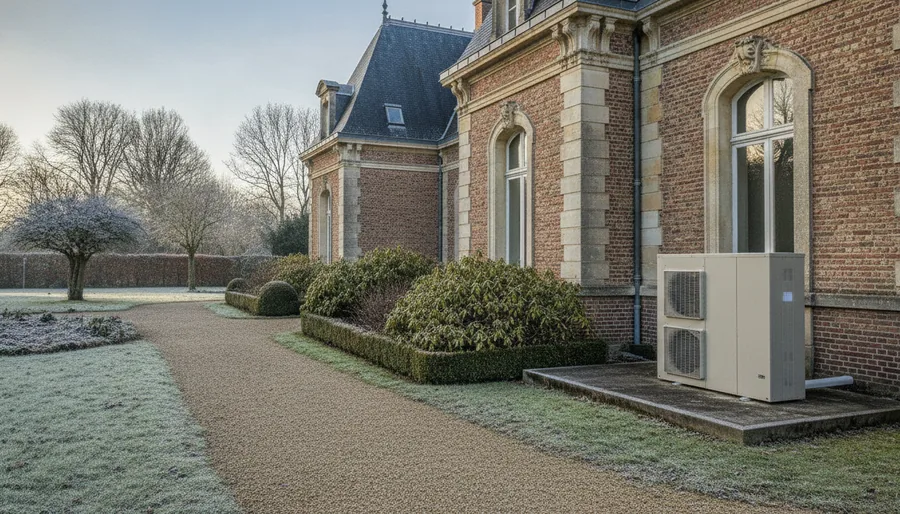 Pompe à chaleur haute température raccordée aux radiateurs fonte d'une maison de maître valenciennoise